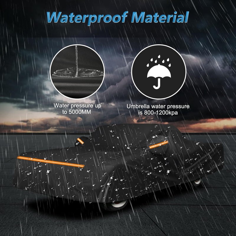 BIGACOVER Car Cover for Ford Ranchero 1957-1959 1968-1979, Waterproof 210D Oxford Cloth and Cotton Cover Outdoor Full Car Covers with Zipper Windproof Heavy Duty All Weather Protectio - Image 5